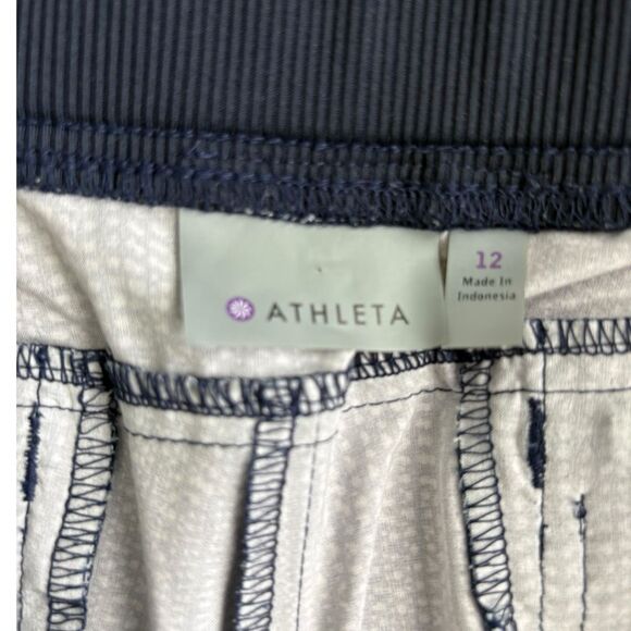Athleta Batik Midtown Visit Blue Spot Ankle Pants  Joggers Blue & White Size 12 - Picture 5 of 5
